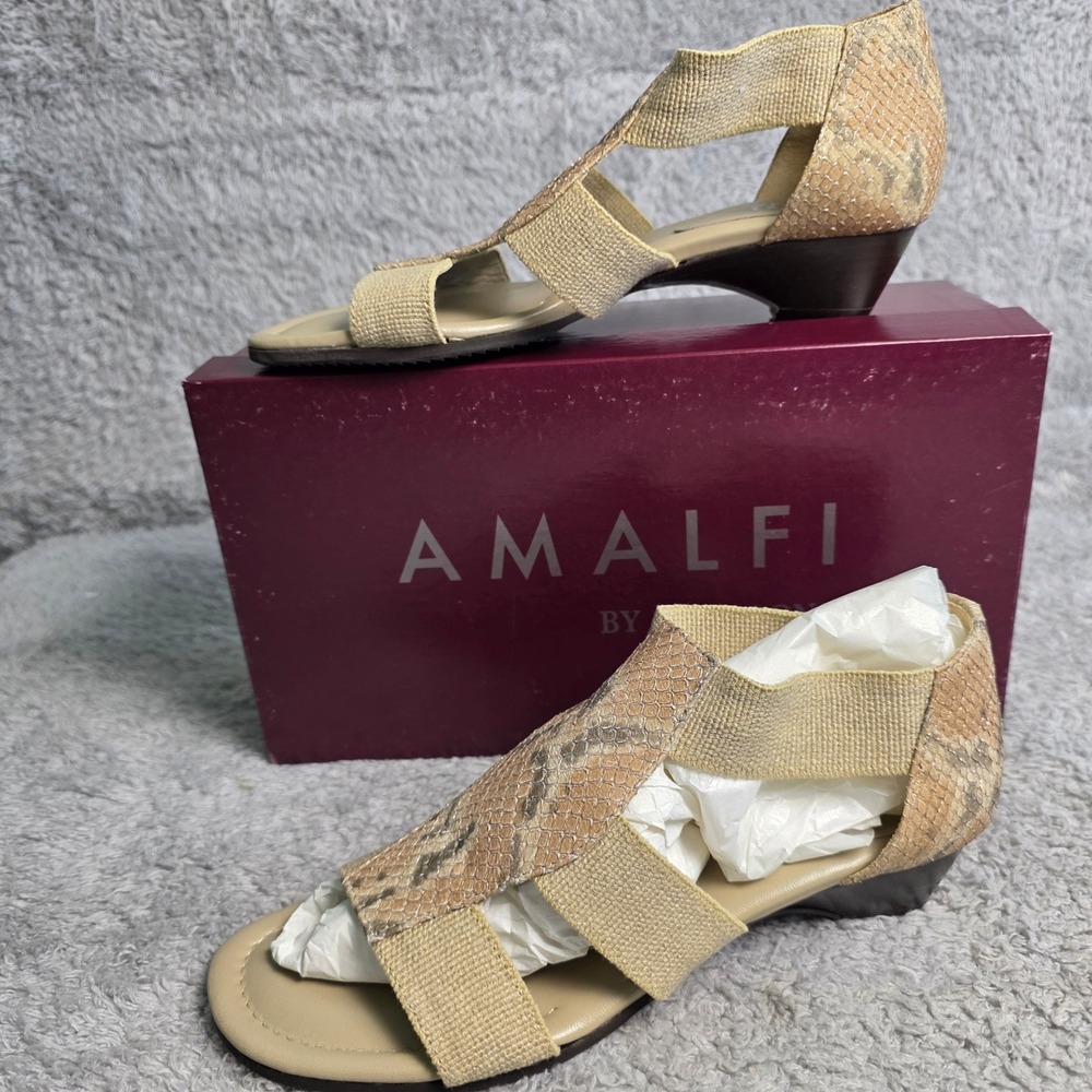 Amalfi‎ by Rangoni Italian Leather Snakeskin Stretch Strap Sandals Size 7.5M NEW